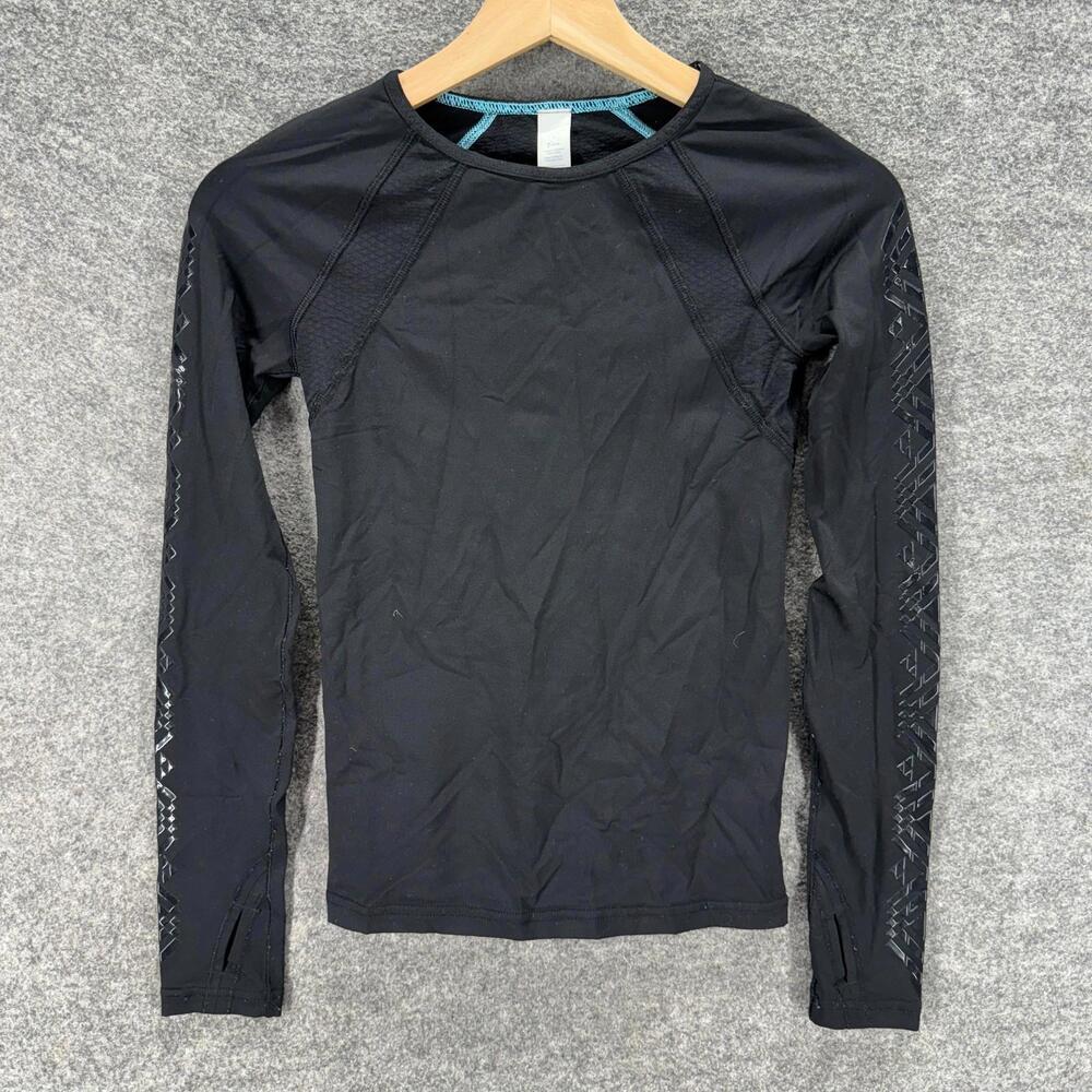 Ivivva Activewear T-Shirt Girls 10 Black Long Sleeve Round Neck Stretch Active